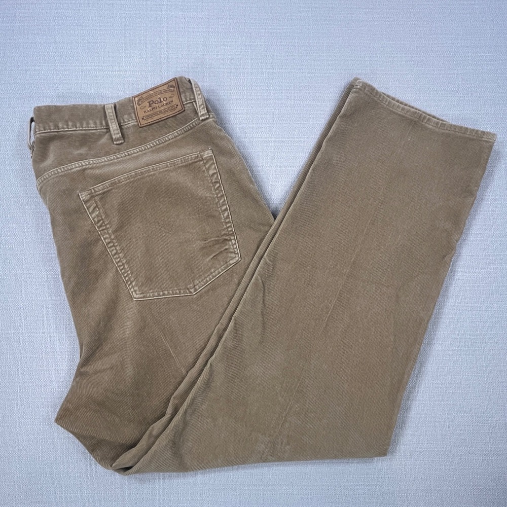 Polo Ralph Lauren Mens 42x32 Tan Corduroy Stretch Classic Fit Pants Khaki Brown